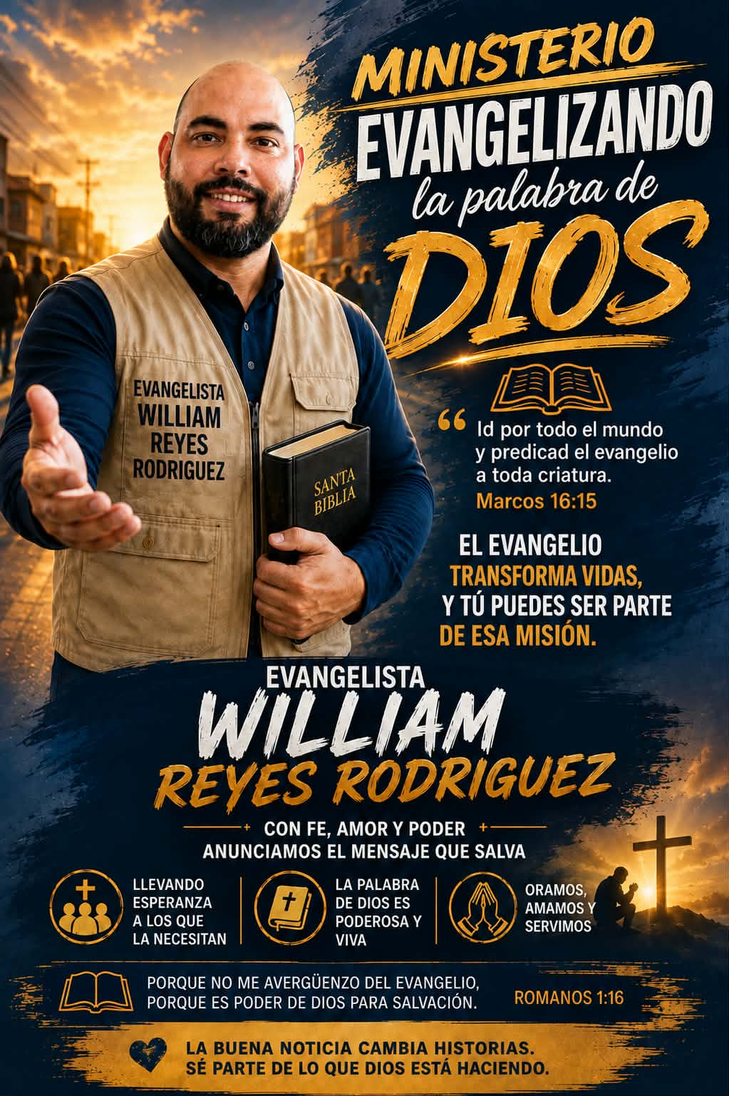 Evangelista William Reyes Rodriguez anunciando la Palabra de Dios